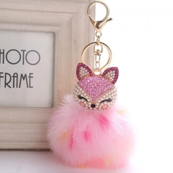 Belbello 2019 Fashion Lovely Hair Ball Keyboard Fox head water drill Pendant Bag car Fur Hangers Holiday gift Toy Plush Pendant