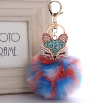Belbello 2019 Fashion Lovely Hair Ball Keyboard Fox head water drill Pendant Bag car Fur Hangers Holiday gift Toy Plush Pendant