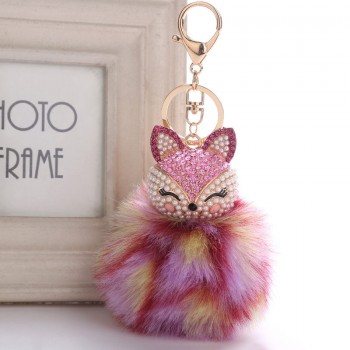 Belbello 2019 Fashion Lovely Hair Ball Keyboard Fox head water drill Pendant Bag car Fur Hangers Holiday gift Toy Plush Pendant
