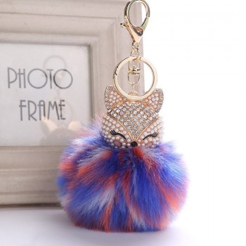 Belbello 2019 Fashion Lovely Hair Ball Keyboard Fox head water drill Pendant Bag car Fur Hangers Holiday gift Toy Plush Pendant
