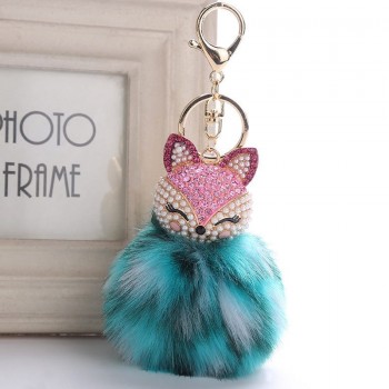 Belbello 2019 Fashion Lovely Hair Ball Keyboard Fox head water drill Pendant Bag car Fur Hangers Holiday gift Toy Plush Pendant