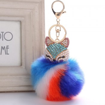 Belbello 2019 Fashion Lovely Hair Ball Keyboard Fox head water drill Pendant Bag car Fur Hangers Holiday gift Toy Plush Pendant