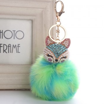 Belbello 2019 Fashion Lovely Hair Ball Keyboard Fox head water drill Pendant Bag car Fur Hangers Holiday gift Toy Plush Pendant