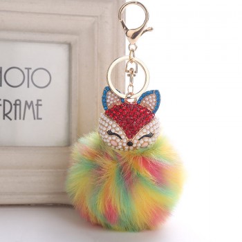 Belbello 2019 Fashion Lovely Hair Ball Keyboard Fox head water drill Pendant Bag car Fur Hangers Holiday gift Toy Plush Pendant