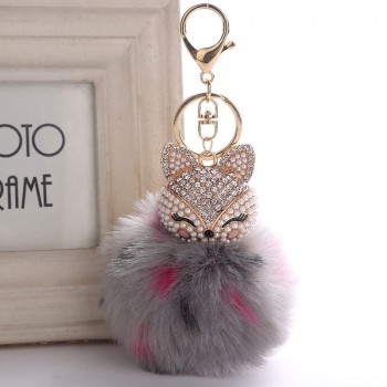Belbello 2019 Fashion Lovely Hair Ball Keyboard Fox head water drill Pendant Bag car Fur Hangers Holiday gift Toy Plush Pendant