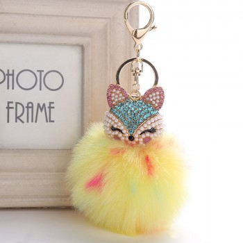 Belbello 2019 Fashion Lovely Hair Ball Keyboard Fox head water drill Pendant Bag car Fur Hangers Holiday gift Toy Plush Pendant