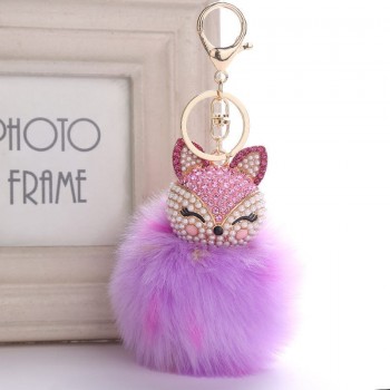 Belbello 2019 Fashion Lovely Hair Ball Keyboard Fox head water drill Pendant Bag car Fur Hangers Holiday gift Toy Plush Pendant