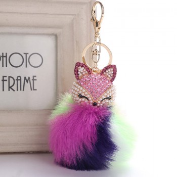 Belbello 2019 Fashion Lovely Hair Ball Keyboard Fox head water drill Pendant Bag car Fur Hangers Holiday gift Toy Plush Pendant