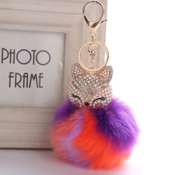 Belbello 2019 Fashion Lovely Hair Ball Keyboard Fox head water drill Pendant Bag car Fur Hangers Holiday gift Toy Plush Pendant