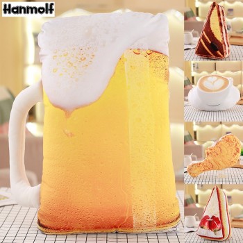 Snack Pillow Food Toy Plush Stuffed Simulated Tiramisu/Cake/Beer/Drumstick/Coffee Summer Man Girls Boys Sofa Decor Pillow Nap