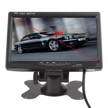 7 Inch TFT LCD Color 2 Video Input Car Monitor Rear View Headrest Monitor With 170 Degrees Wide Angle Lens Night Vision Camera