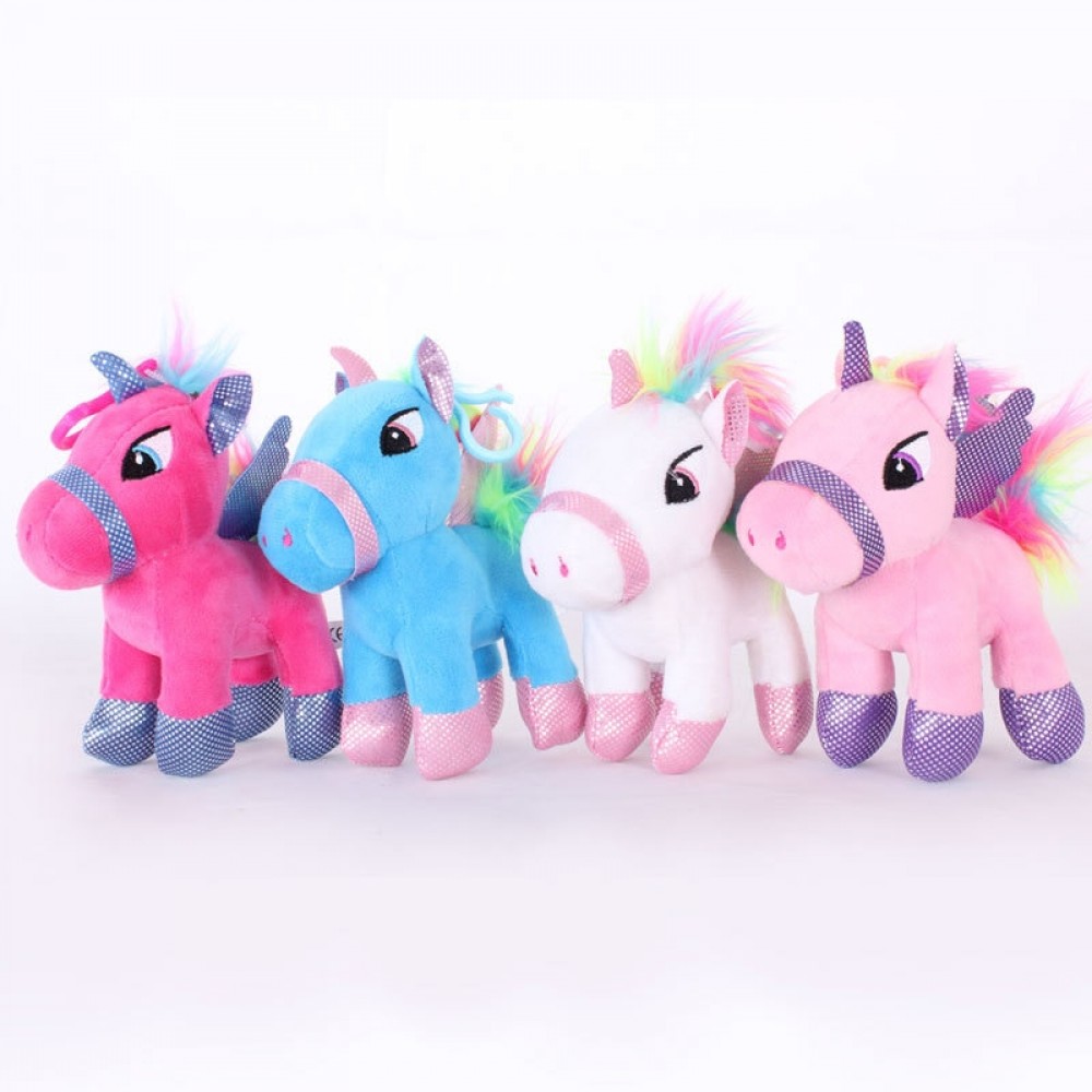 15CM 4 Colors Kawaii Unicorn Plush Toys Stuffed Animal Rainbow Horse Toy For Children Hangable Big Eye Color Tail Pony