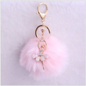 cute Pom pom Angel Girl plush keychains small pendant plush toys Women Bag Key Ring creative Valentines day birthday gifts