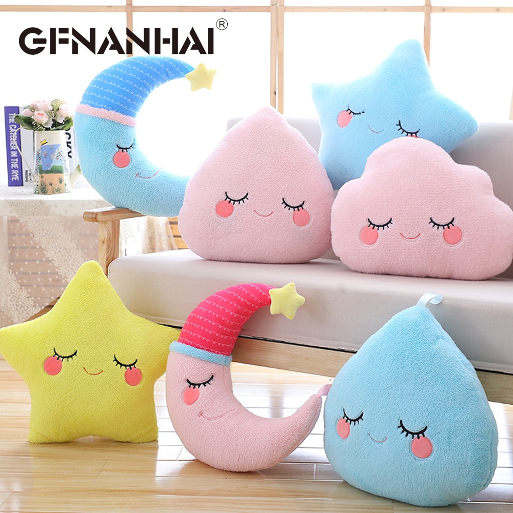 1pc sky series plush toy stuffed soft cartoon cloud water moon star plush pillow cute sofa cushion for kids birthday gift