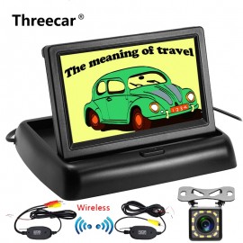4.3 inch HD Foldable Car Rearview Backup Camera Reverse Backup Monitorr Reversing LCD TFT Display 2.4 Ghz Wireless Camera Kit