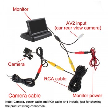 4.3 inch HD Foldable Car Rearview Backup Camera Reverse Backup Monitorr Reversing LCD TFT Display 2.4 Ghz Wireless Camera Kit
