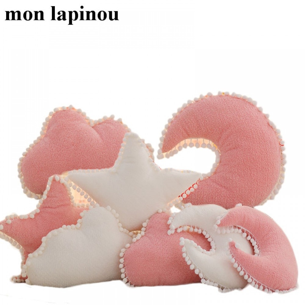 Cloud Plush Pillow Pink White Stuffed Soft Star Throw Pillow Moon Cushion Baby Kids Pillow Sofa Home Decor Girls Pillow amp;Cushion