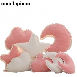 Cloud Plush Pillow Pink White Stuffed Soft Star Throw Pillow Moon Cushion Baby Kids Pillow Sofa Home Decor Girls Pillow amp;Cushion