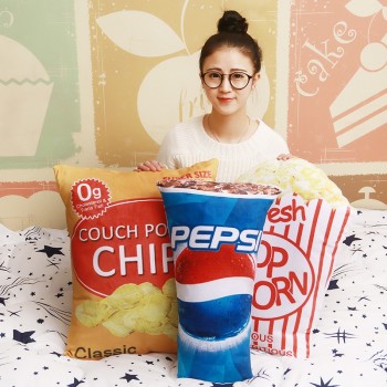 1pcs 55cm 3D Pepsi Cola Plush Pillow Kawaii Carton Pop Corn Chips squishy Plush Pillow Soft Cusion Gifts for Children plush toys