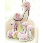 1pc 30cm Simulation Beautiful High-heeled Shoes Plush Pillow Stuffed Cushion With Flower Butterfly Pattern Creative Gifts
