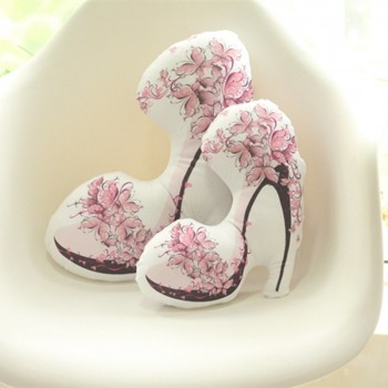 1pc 30cm Simulation Beautiful High-heeled Shoes Plush Pillow Stuffed Cushion With Flower Butterfly Pattern Creative Gifts