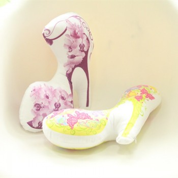 1pc 30cm Simulation Beautiful High-heeled Shoes Plush Pillow Stuffed Cushion With Flower Butterfly Pattern Creative Gifts