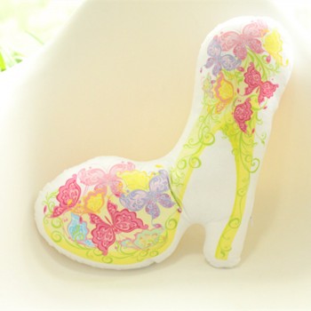 1pc 30cm Simulation Beautiful High-heeled Shoes Plush Pillow Stuffed Cushion With Flower Butterfly Pattern Creative Gifts