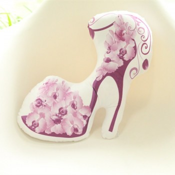 1pc 30cm Simulation Beautiful High-heeled Shoes Plush Pillow Stuffed Cushion With Flower Butterfly Pattern Creative Gifts