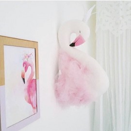 Cute Love Ins Crown plush Swan Wall Art Hanging Flamingo plush Doll Stuffed Toys Animals Head Wall Decor Kids girls Nursery Room