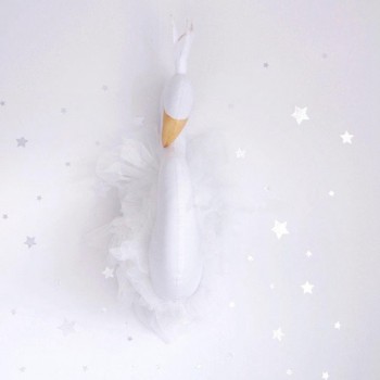 Cute Love Ins Crown plush Swan Wall Art Hanging Flamingo plush Doll Stuffed Toys Animals Head Wall Decor Kids girls Nursery Room