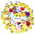 Emoji Keyrings 44 Pieces/Pack, Lovely Mini Plush KeyChains 2 inch for Kids Gift