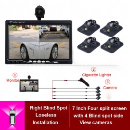 360 View Car Camera 4 Way Cameras Parking  System For Rear Left Right Side Front Camera Night Vision with 7 Inch HD Car Monitor