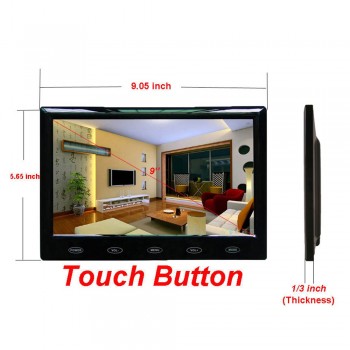 9 inch HD Ultra Thin TFT LCD Color Car Monitor Reversing Parking Backup Rear View Camera 2 Video Inputs HDMI VGA AV with Speaker