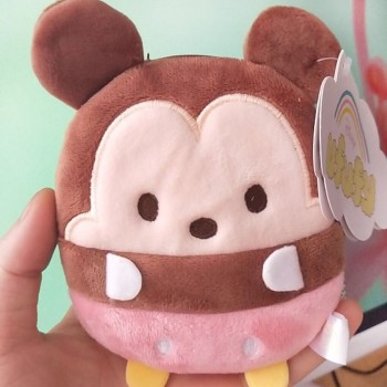 Disney cartoon plush purse cute plush toy coin purse Stitch  Mickey Mouse Minnie plush purse children boy girl gift Size 11x10cm