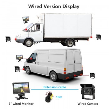 Jansite 7 TFT LCD Wired HD Car Monitor Display Cameras Reverse Camera Parking System for Car Rear view Monitor Applicable truck