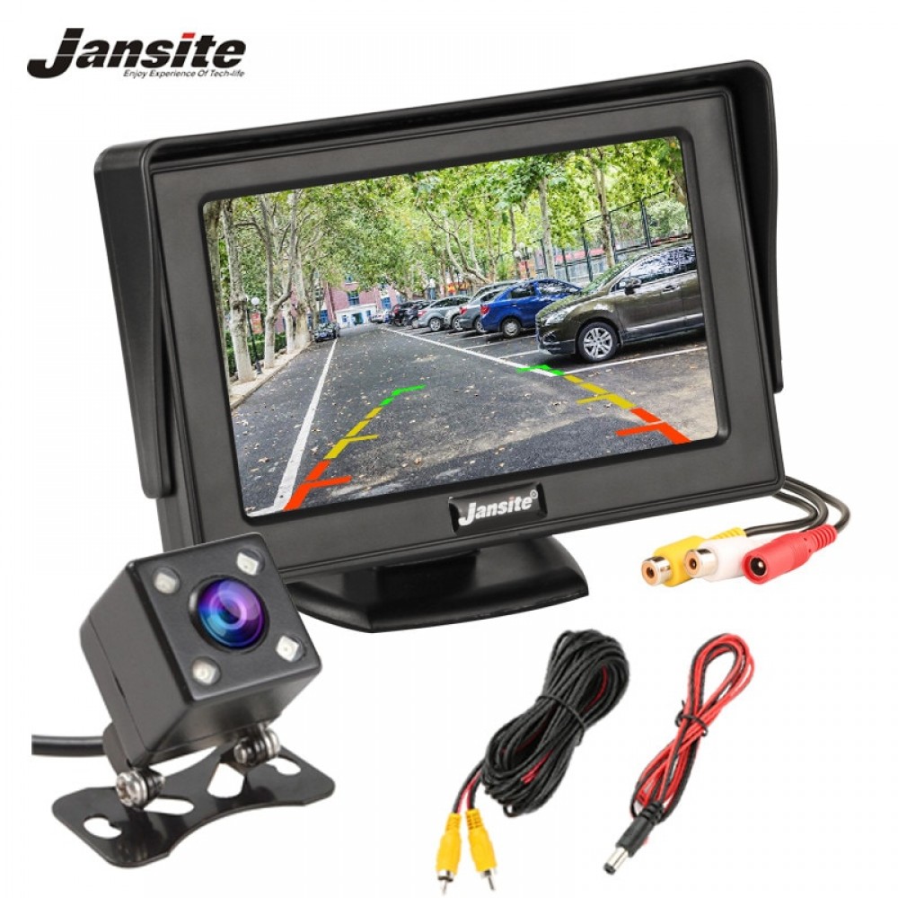 Jansite 4.3 Car monitor TFT LCD Car Rear View Monitor Parking Rearview System for Backup Reverse Camera Support VCD DVD Auto TV