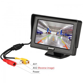 Jansite 4.3 Car monitor TFT LCD Car Rear View Monitor Parking Rearview System for Backup Reverse Camera Support VCD DVD Auto TV