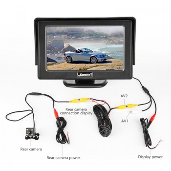 Jansite 4.3 Car monitor TFT LCD Car Rear View Monitor Parking Rearview System for Backup Reverse Camera Support VCD DVD Auto TV