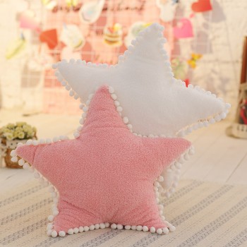 Sweet Star/Moon/Cloud Shaped Ultra Soft Plush Back Cushion Throw Pillow for Room Car Sofa Decoration-Pink/White