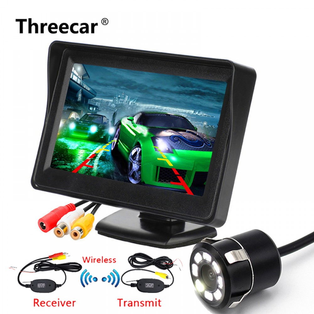 2018 New 4.3 Car Backup Monitor Rear View Camera Night Vision Waterproof Backup Camera+Wireless 2.4G Transmitter amp; Receiver Kit