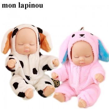 cute lifelike renascer baby doll 12cm plush car keychain bebe menina reborn toys joint doll small pendant for women children toy