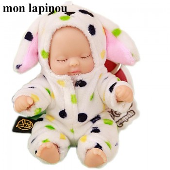 cute lifelike renascer baby doll 12cm plush car keychain bebe menina reborn toys joint doll small pendant for women children toy