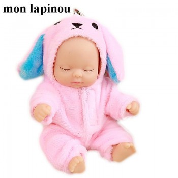 cute lifelike renascer baby doll 12cm plush car keychain bebe menina reborn toys joint doll small pendant for women children toy