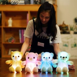 LYDBAOBO 1PC 32CM Creative Light Up LED Teddy Bear Stuffed Animals Plush Toy Glowing Teddy Bear Luminous Christmas Gift for Kids