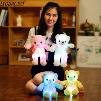 LYDBAOBO 1PC 32CM Creative Light Up LED Teddy Bear Stuffed Animals Plush Toy Glowing Teddy Bear Luminous Christmas Gift for Kids