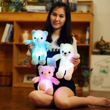 LYDBAOBO 1PC 32CM Creative Light Up LED Teddy Bear Stuffed Animals Plush Toy Glowing Teddy Bear Luminous Christmas Gift for Kids