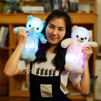 LYDBAOBO 1PC 32CM Creative Light Up LED Teddy Bear Stuffed Animals Plush Toy Glowing Teddy Bear Luminous Christmas Gift for Kids
