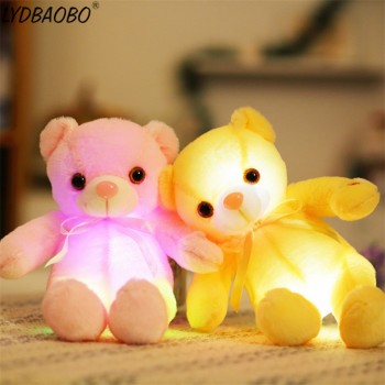 LYDBAOBO 1PC 32CM Creative Light Up LED Teddy Bear Stuffed Animals Plush Toy Glowing Teddy Bear Luminous Christmas Gift for Kids