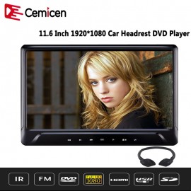 XST 11.6 Inch Car Headrest DVD Player Monitor 1920*1080 Touch Button Support HD 1080P Video/USB/SD/IR/FM/HDMI/Speaker/Game