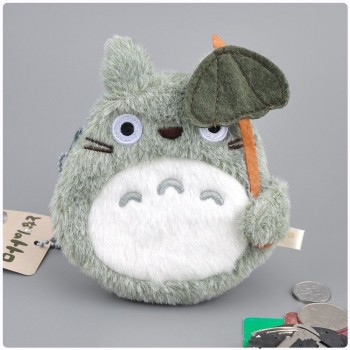 12cm My Neighbor Totoro Plush Soft Coin Purse Wallet Bag Leaves Cat Chick Cartoon Animal Coin Packet Purse Multi-functional Bag